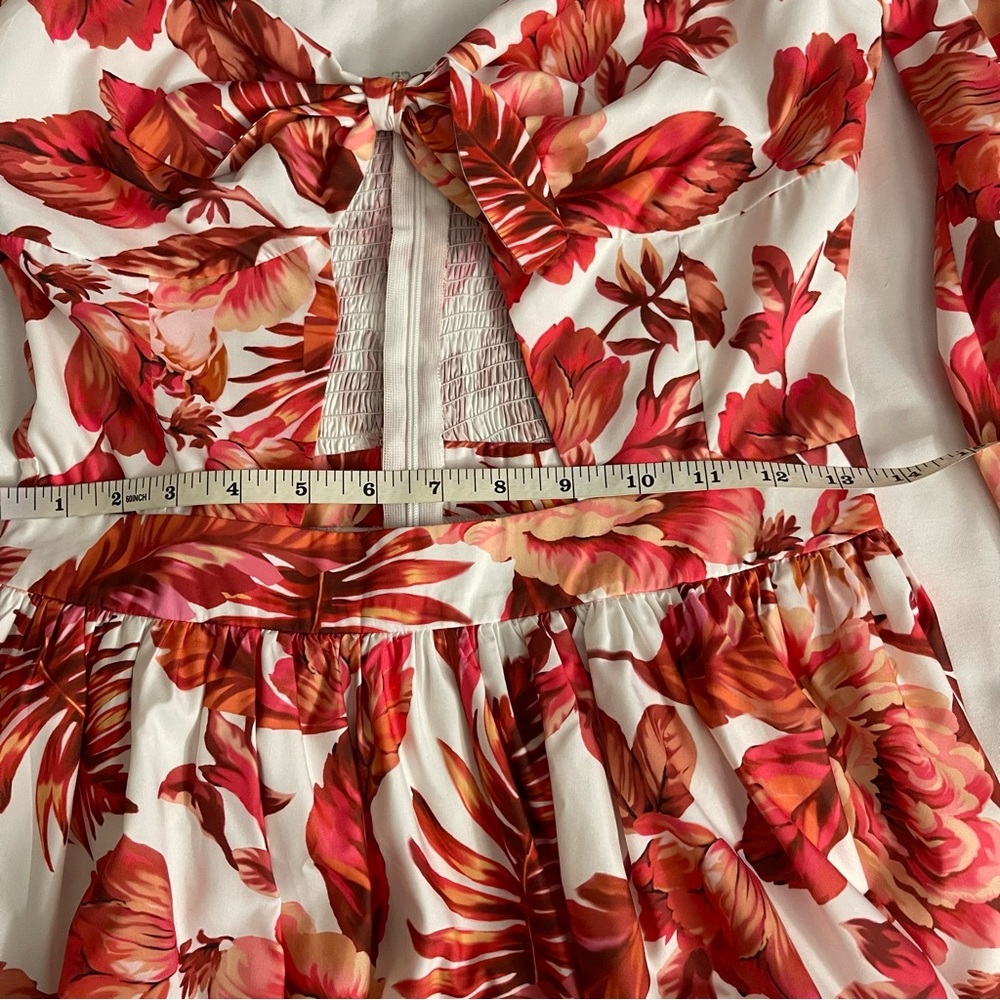 Floral print long sleeve Shirred back ruffled cutout mini dress - Picture 6 of 11
